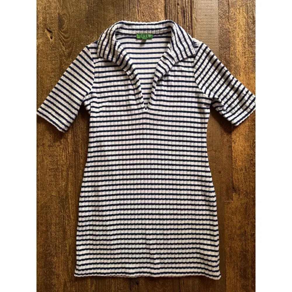 J. Crew Polo Mini Dress in Striped Towel Terry Size XS